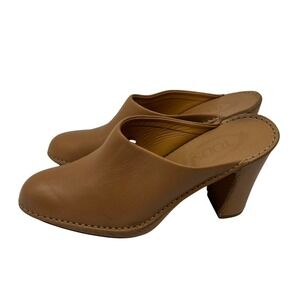 Tod's Leather Mule Clogs‎ Brown Slip On Heels Made in Italy Women's